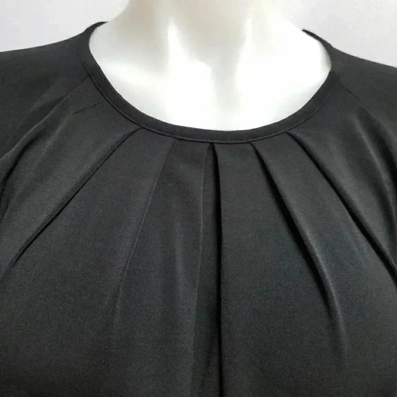 Context NWT Pleated Black Trapeze Shift Dress Oversized Petite Small - Picture 4 of 10